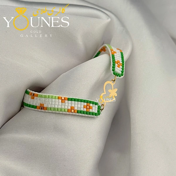 دستبند میوکی قلب و گل لیزری طلا